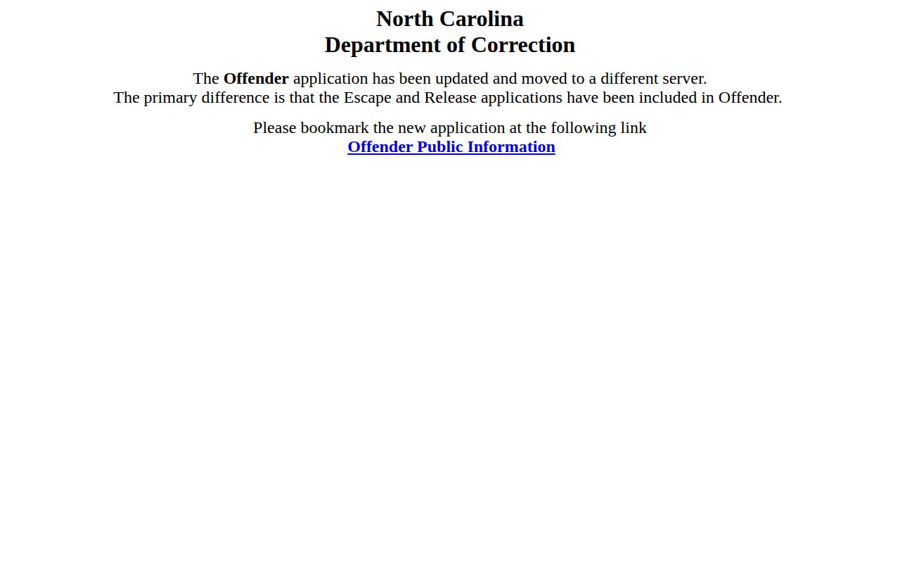 Lenoir County release date lookup in the NC DAC offender record