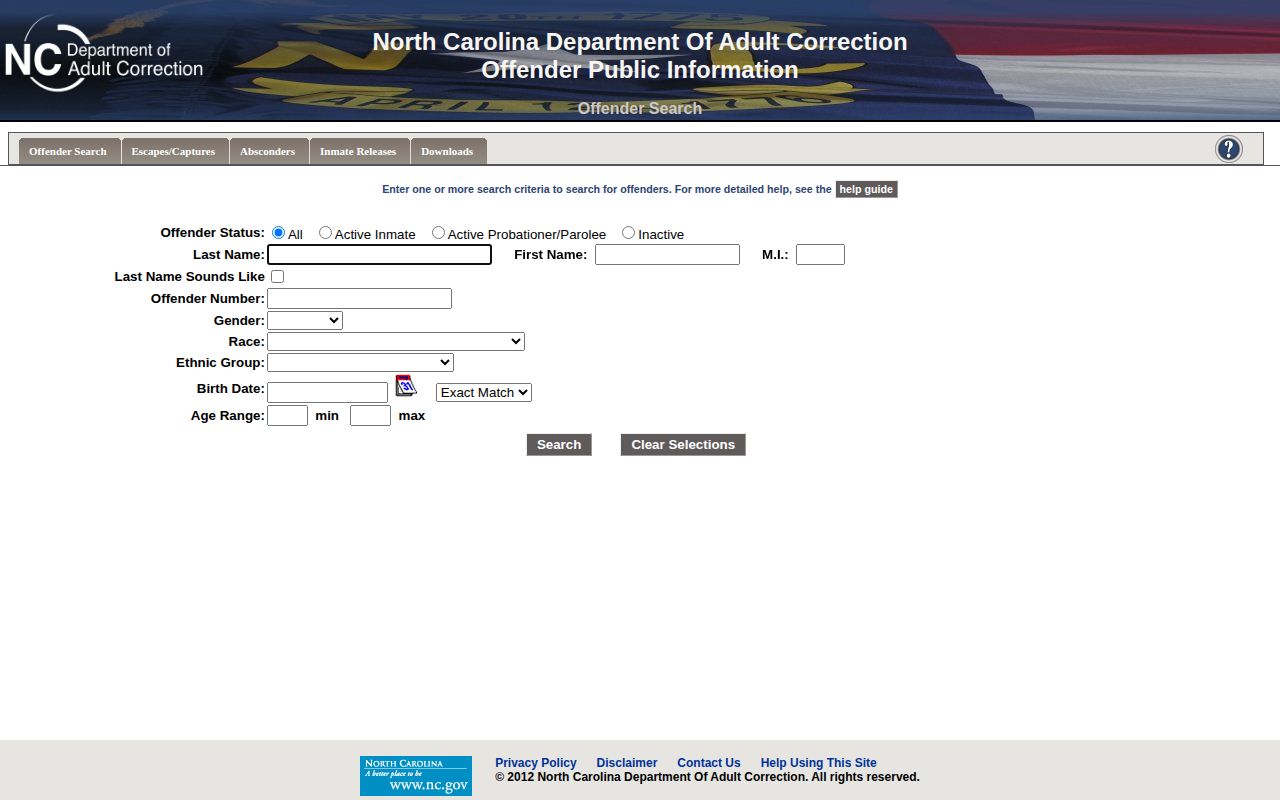 Lenoir County released inmates North Carolina DAC offender search